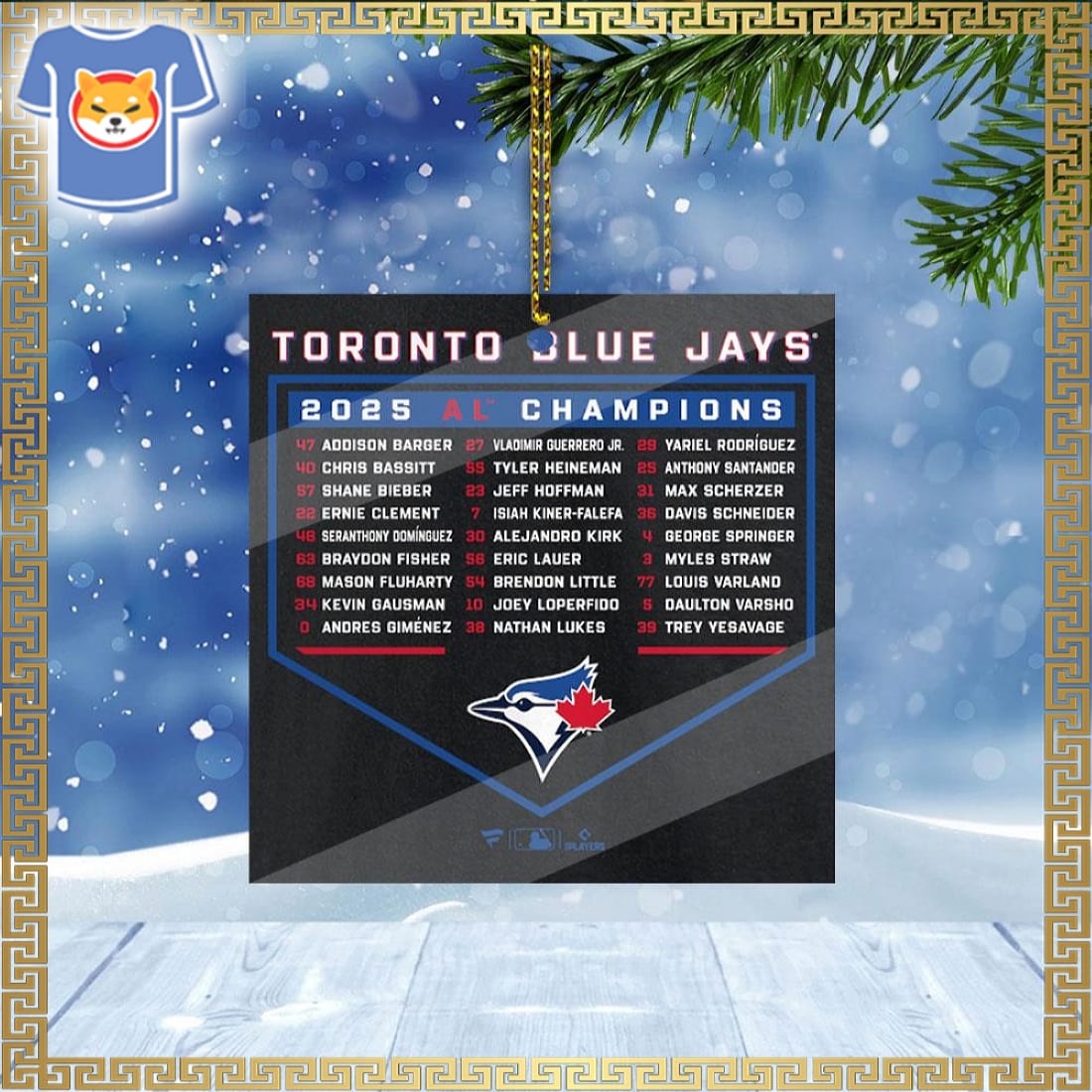 Toronto Blue Jays 2025 American League Champions Bloop Single Roster Ornament Toronto Blue Jays 2025 American League Champions Bloop Single Roster Ornament