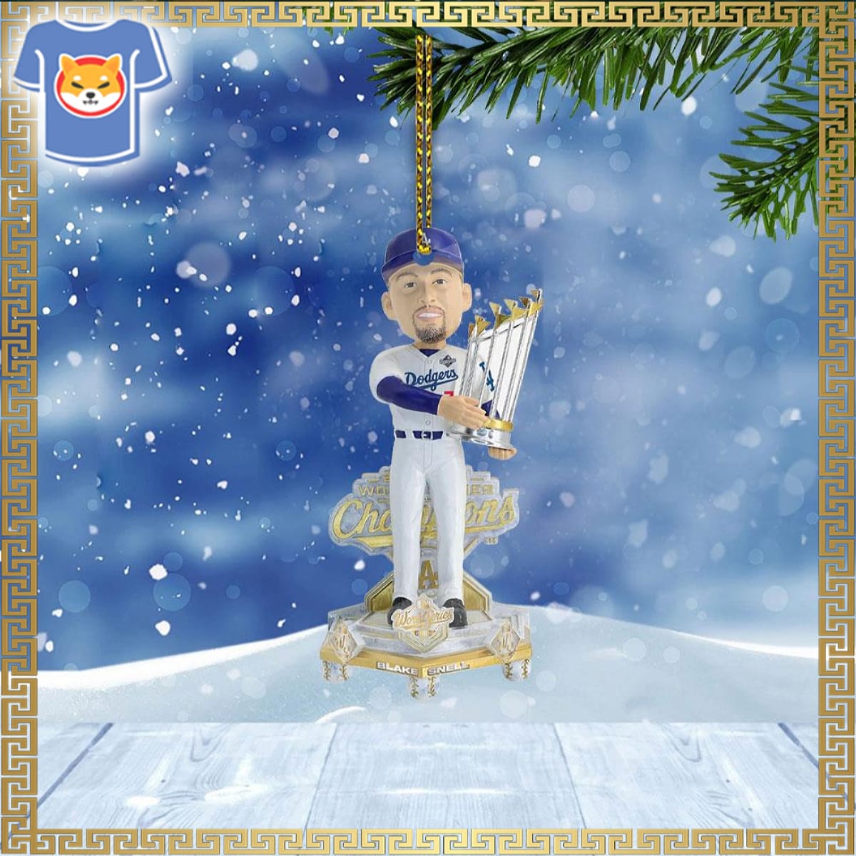 Blake Snell Los Angeles Dodgers 2025 World Series Champions Celebration Bobblehead Ornament Blake Snell Los Angeles Dodgers 2025 World Series Champions Celebration Bobblehead Ornament