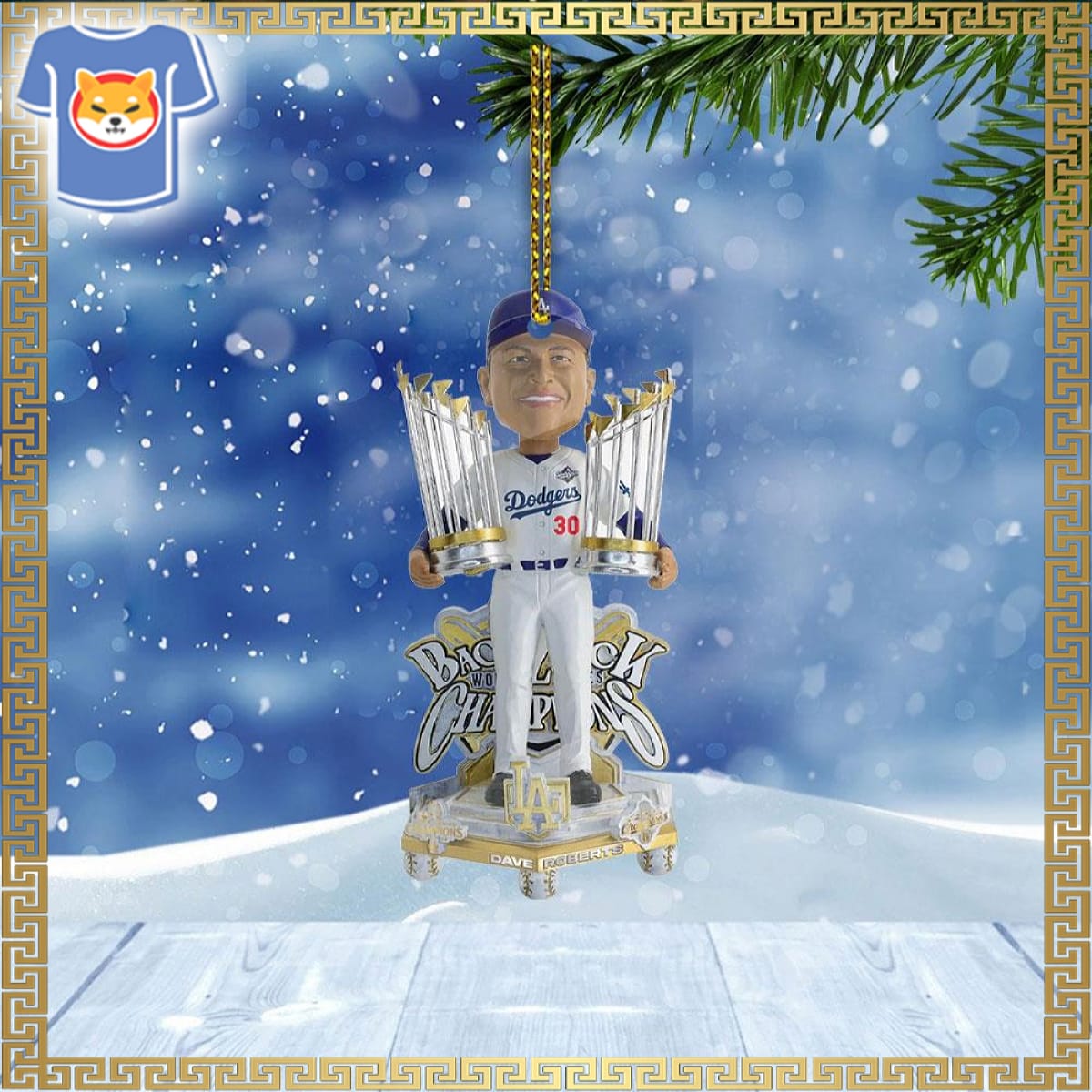 Dave Roberts Los Angeles Dodgers 2025 World Series Champions Celebration Bobblehead Ornament Dave Roberts Los Angeles Dodgers 2025 World Series Champions Celebration Bobblehead Ornament