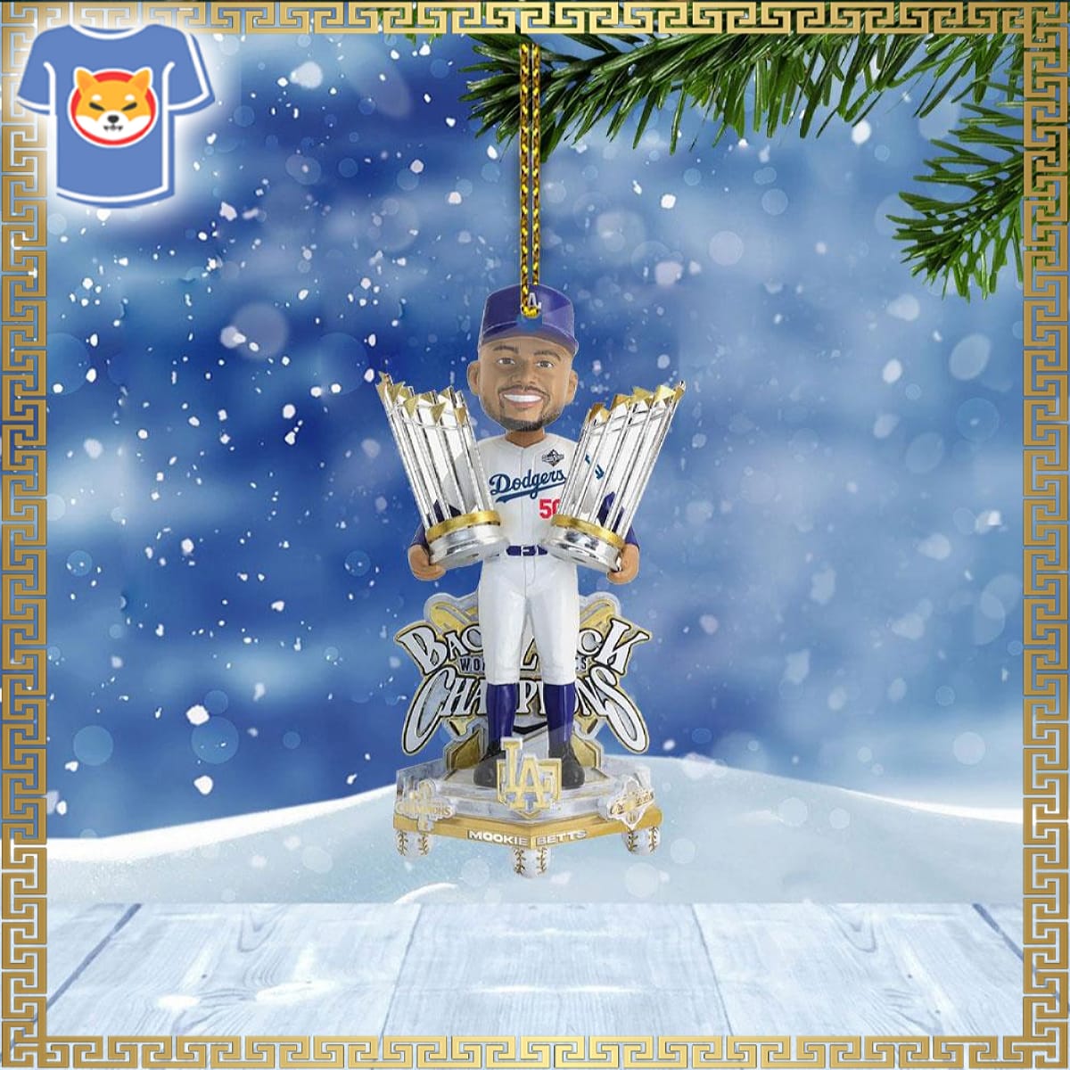 Mookie Betts Los Angeles Dodgers 2025 World Series Champions Celebration Bobblehead Ornament Mookie Betts Los Angeles Dodgers 2025 World Series Champions Celebration Bobblehead Ornament