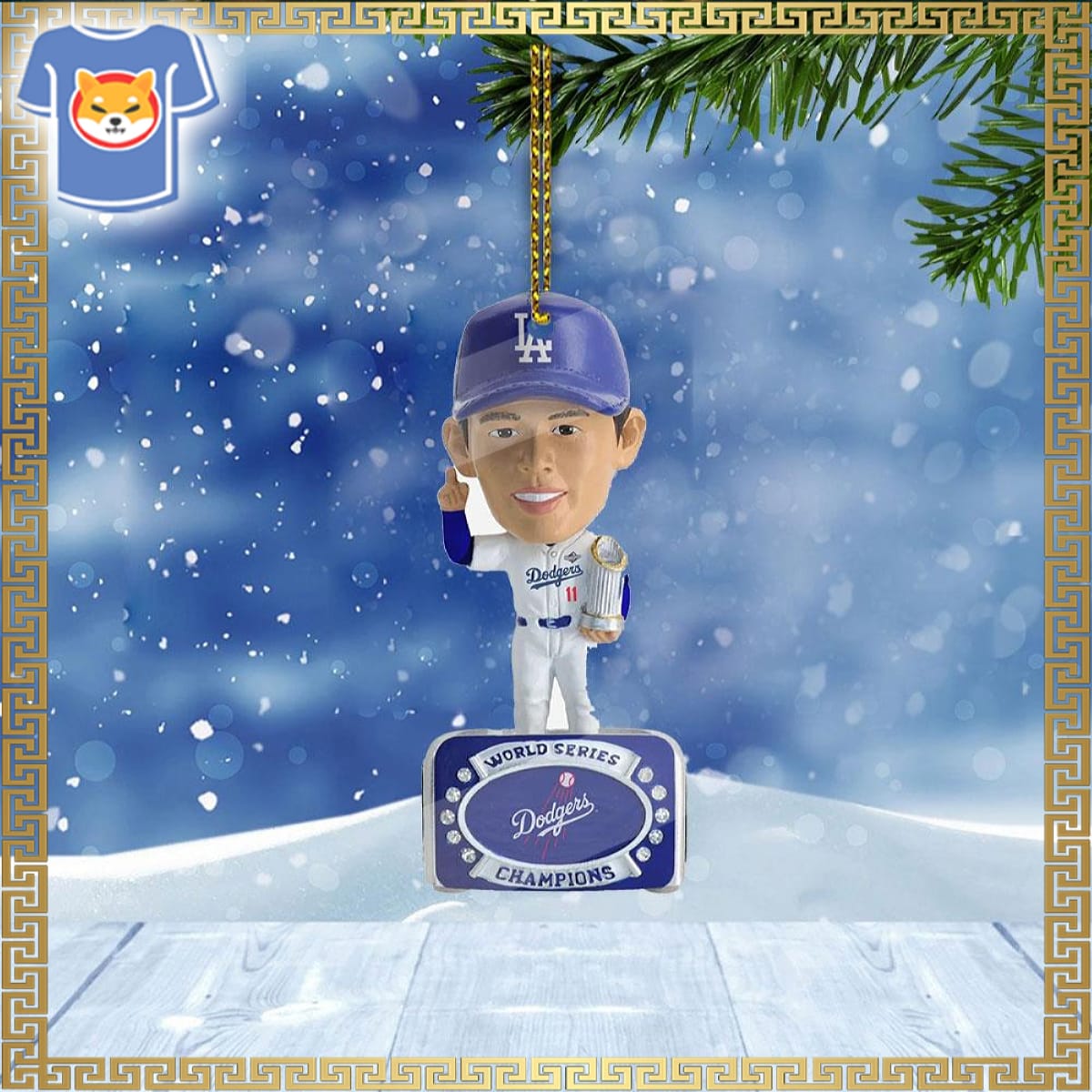 Roki Sasaki Los Angeles Dodgers 2025 World Series Champions Mini Ring Base Bighead Ornament Roki Sasaki Los Angeles Dodgers 2025 World Series Champions Mini Ring Base Bighead Ornament