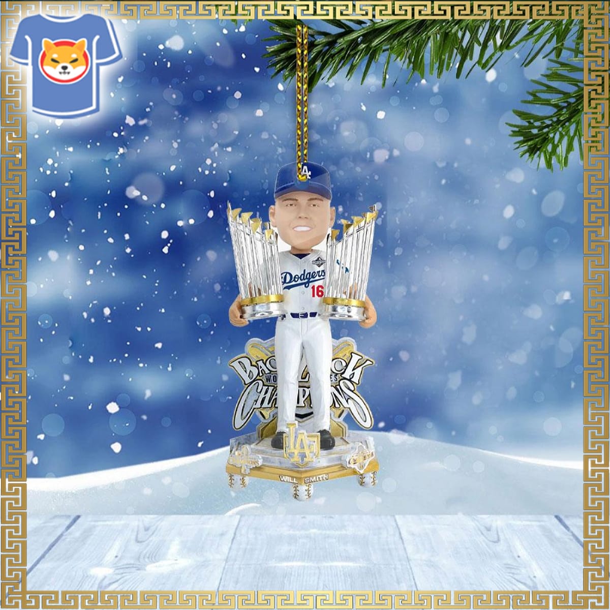 Will Smith La Dodgers 2025 Back To Back World Series Champions Celebration Bobblehead Ornament Will Smith La Dodgers 2025 Back To Back World Series Champions Celebration Bobblehead Ornament